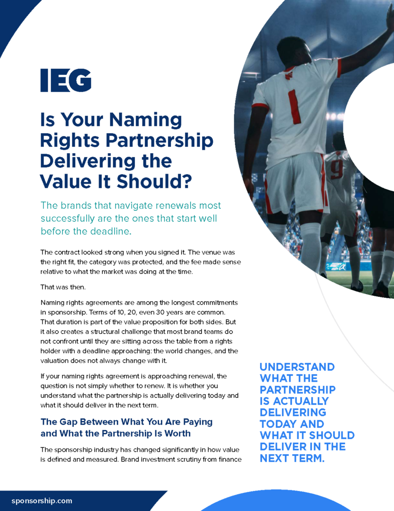 Sponsorship Naming Rights Partnership Delivering the Value It Should