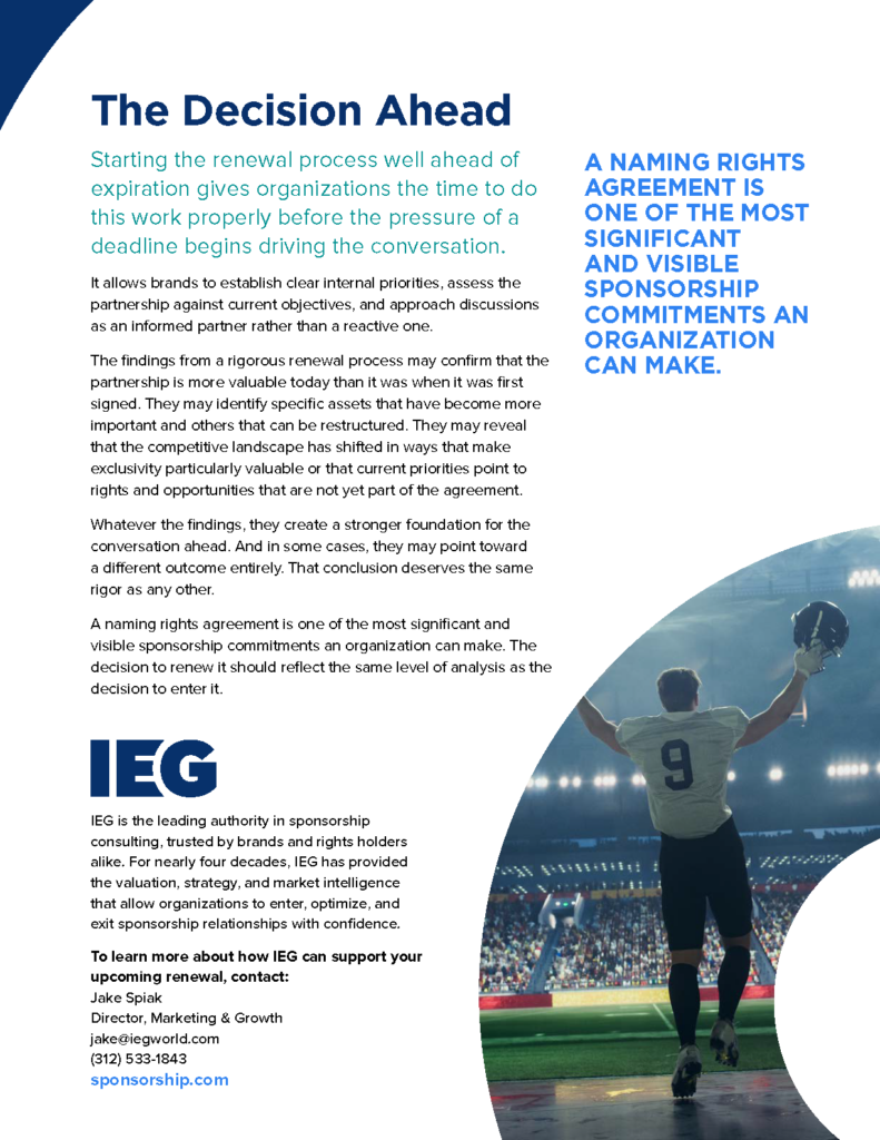 Sponsorship Naming Rights Partnership Delivering the Value It Should