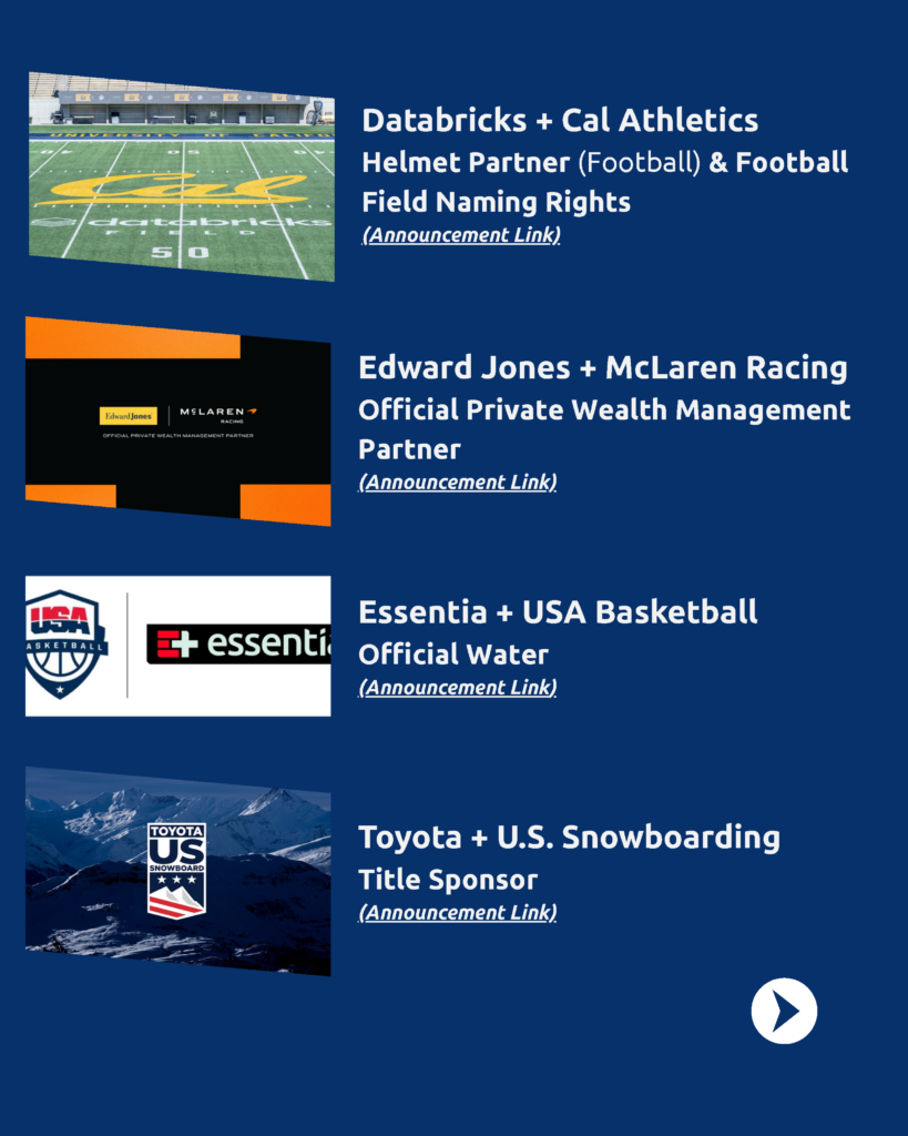 September 2026 New Sponsorship Deals
